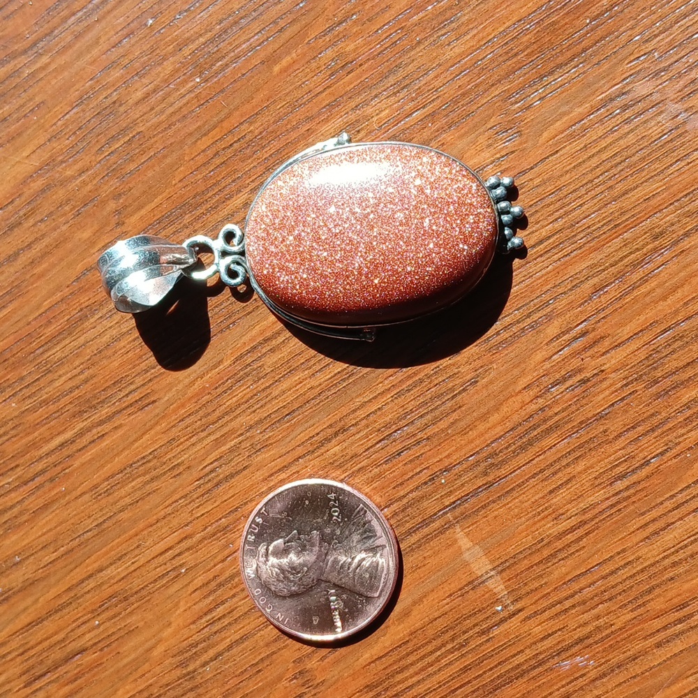 VINTAGE Goldstone/ Sterling Silver Pendant